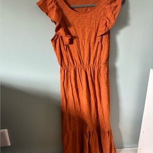 J. Crew Ruffle-Sleeve Maxi Dress in Burnt Orange